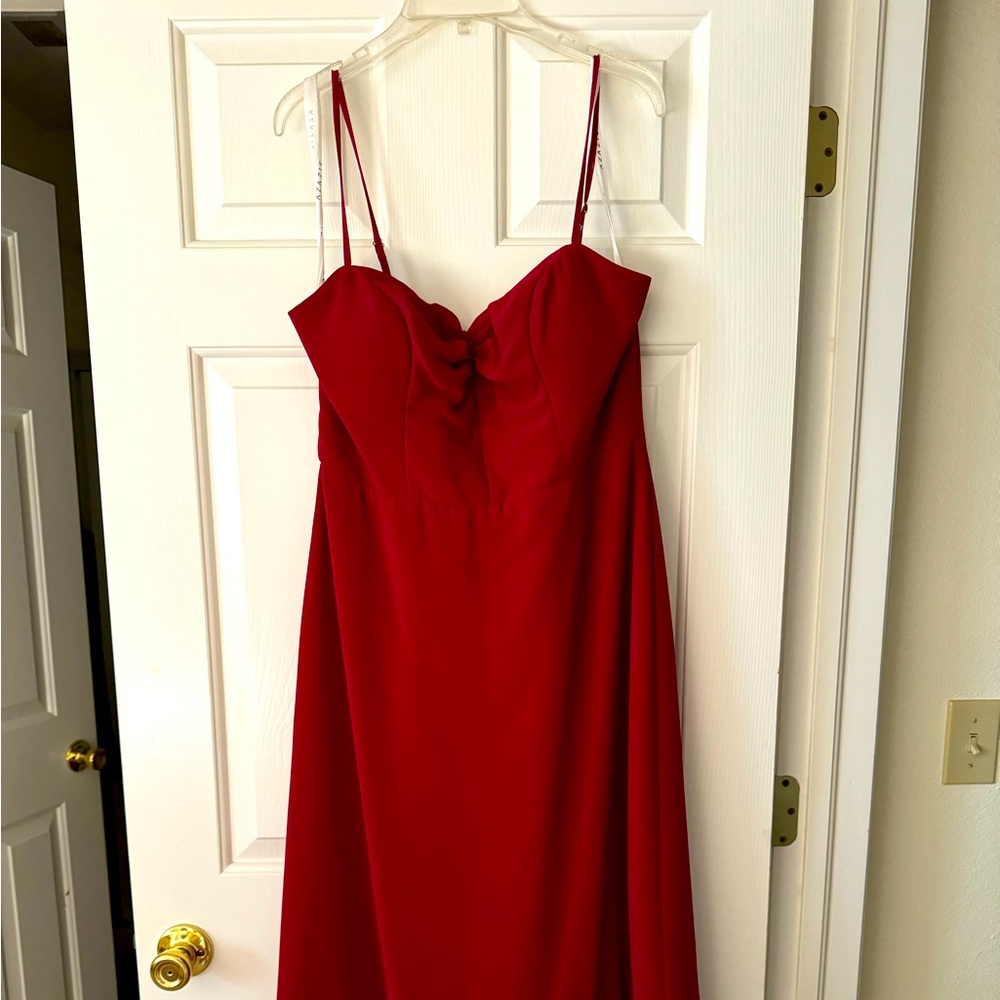Burgundy tea length bridesmaid or wedding guest dress. Great condition.
